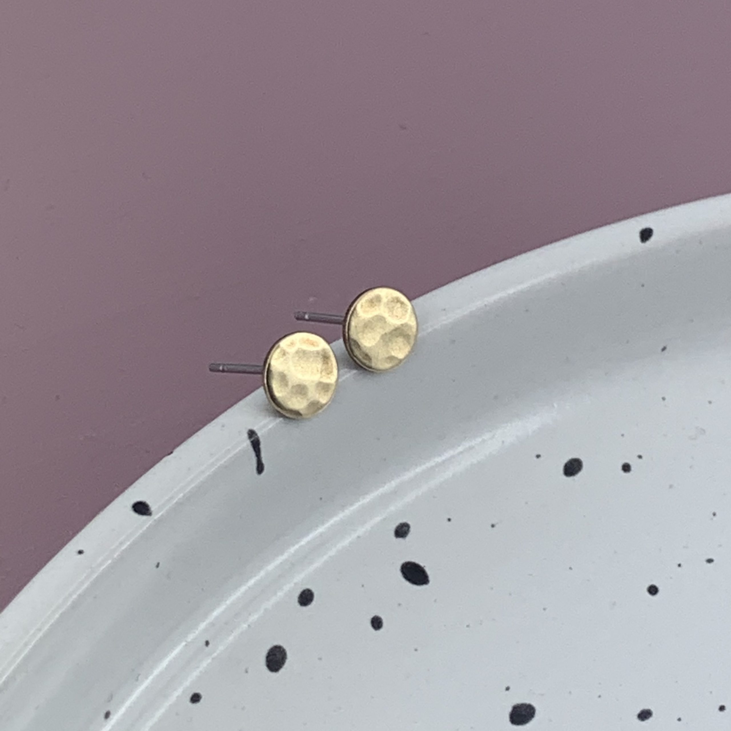 Ohrstecker gehämmerte Kreise Rohmessing klein