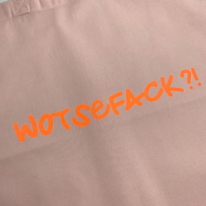 WOTSEFACK?!-Baumwolltasche abricot/ neonorange_Detail