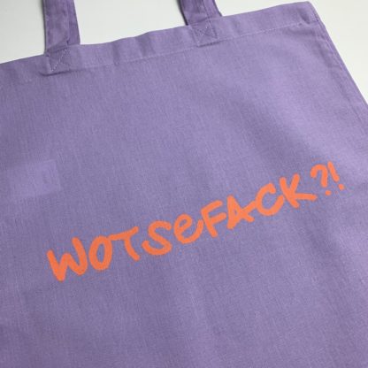 WOTSEFACK?!-Baumwolltasche lavendel/neonorange