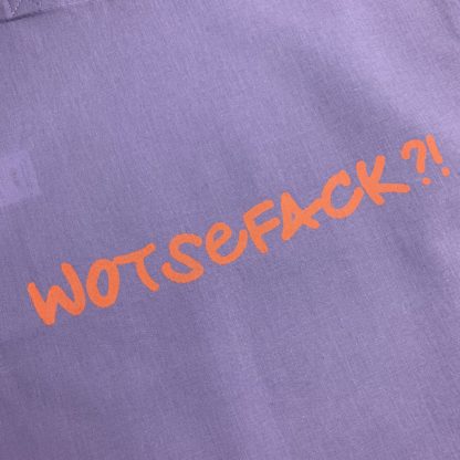 WOTSEFACK?!-Baumwolltasche lavendel/neonorange_Detail