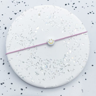 Fußkettchen Smiley gold weiß rosa