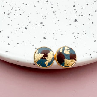 Ohrstecker petrol braun gold Größe M
