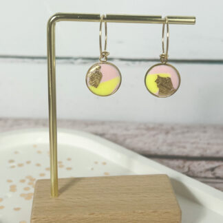 Creolen rosa neongelb gold