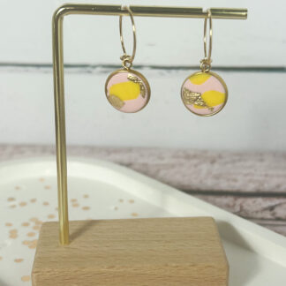 Creolen Polymer Clay rosa gelb gold