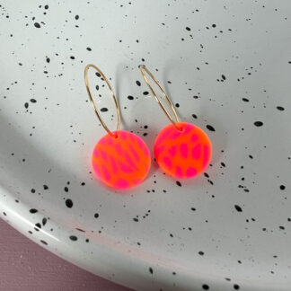 Creolen Polymer Clay Neonpink Neonorange groß