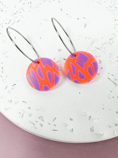 Creole Edelstahl Neonorange Lila