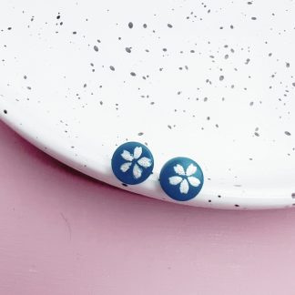 Ohrstecker PC Sakura Petrol silber ohne Resin
