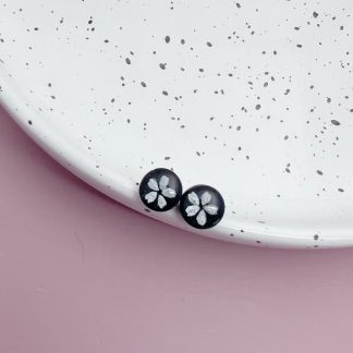 Ohrstecker PC Sakura mitternachtschwarz Resin