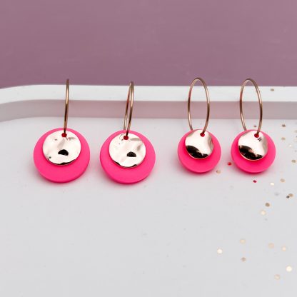 Vergleich Mini Creole und Standard Neonpink roségold