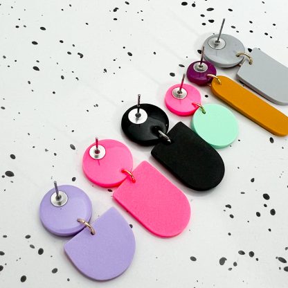 Resinrückseite Stecker Statement Ohrringe