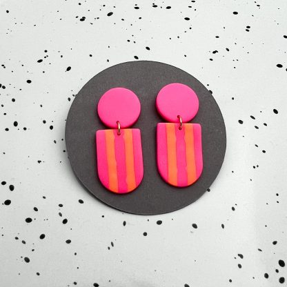 Statement Streifen Neonpink/ Neonorange
