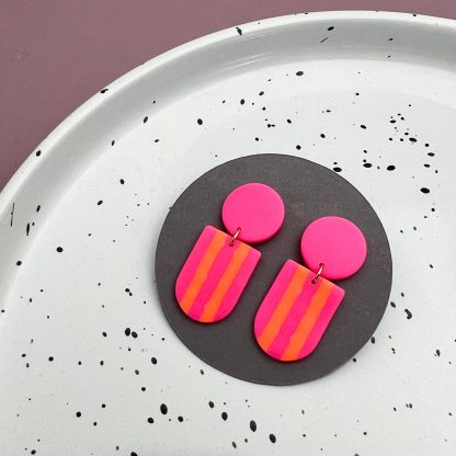 Statement Streifen Neonpink/ Neonorange 2