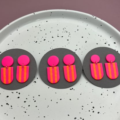 Statement Streifen Neonpink/ Neonorange - jedes ein Unikat