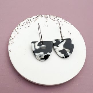 Creolen Schildpattoptik Schwarz_elfenbein_silber