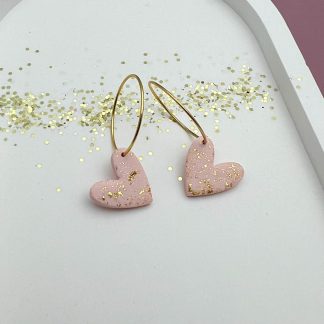 Creolen Goldsprenkel zartrosé Herzchen